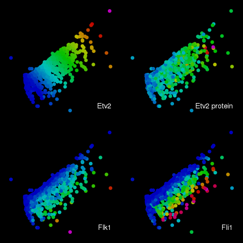 SOD multidimensional mapping of the relationships between the transcriptional identities of 874 cells